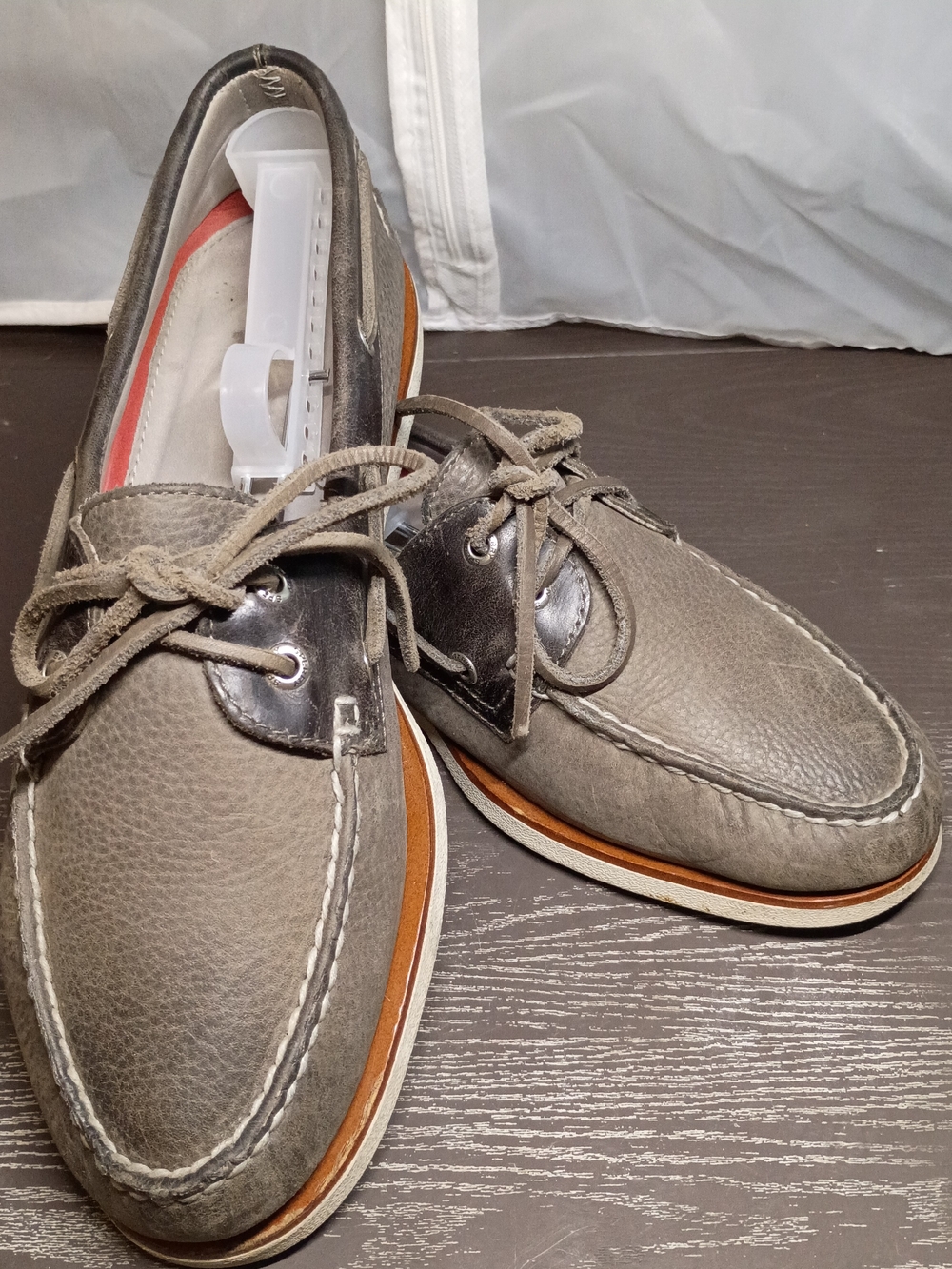 Sperry GOLD CUP Gray Leather Boat Shoes/Black Leather Trim. Men's 10M Great Deal
